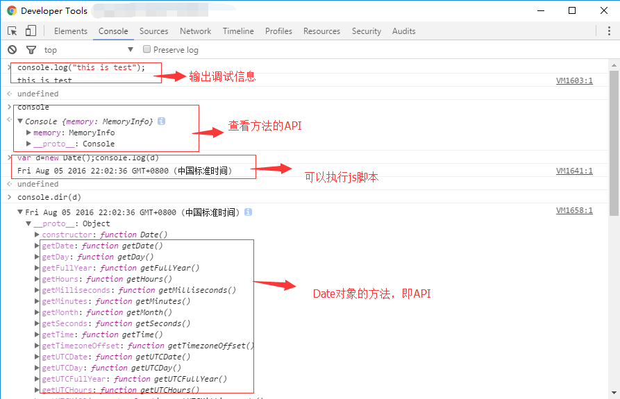 Console 标签页